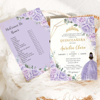 Quinceañera Purple Lilac Floral 15 Años Padrinos