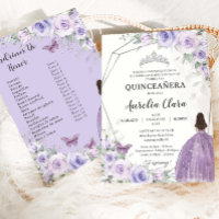 Quinceañera Purple Lilac Floral 15 Años Padrinos