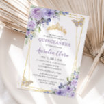 Quinceañera Purple Lilac Floral Butterflies Tiara Invitation<br><div class="desc">Personalise this lovely quinceañera invitation with own wording easily and quickly,  simply press the customise it button to further re-arrange and format the style and placement of the text.  Matching items available in store!  (c) The Happy Cat Studio</div>