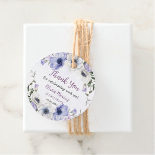 Quinceañera Purple Lilac Floral Tiara Butterflies  Favour Tags