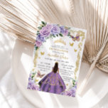 Quinceañera Purple Lilac Rose Floral Gold Princess Invitation<br><div class="desc">Personalise this lovely quinceañera invitation with own wording easily and quickly,  simply press the customise it button to further re-arrange and format the style and placement of the text.  Matching items available in store!  (c) The Happy Cat Studio</div>
