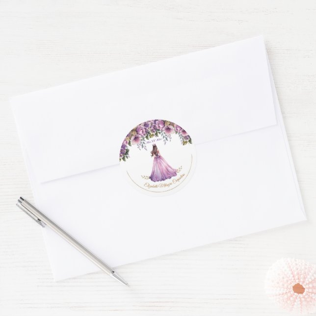 Quinceañera Purple Lilac Sticker (Envelope)