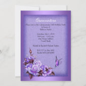 Quinceanera Purple Roses Butterfly Floral 2a Invitation (Back)