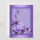 Quinceanera Purple Roses Butterfly Floral 2a Invitation (Front)