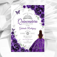 Quinceanera Purple Silver Dress Floral