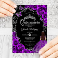 Quinceanera Purple Silver Floral
