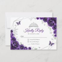 Quinceanera Purple Silver Floral Reply