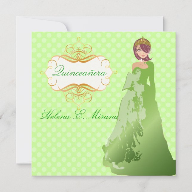 Quinceañera/Quince años princess/polka dots Invitation (Front)