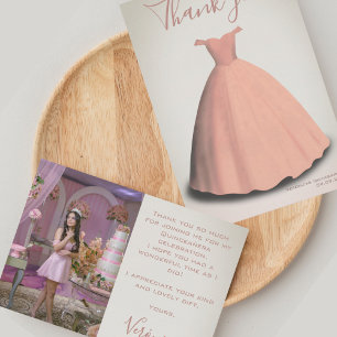 Quinceañera quince dress photo thank you card
