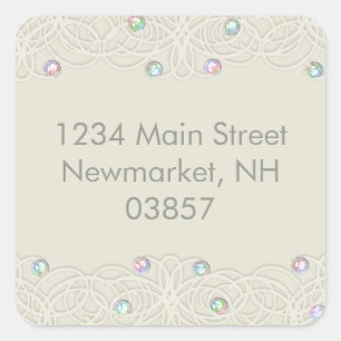 Quinceanera Rainbow Crystals Sparkle and Lace Square Sticker