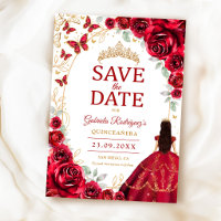 Quinceanera Red Gold Floral