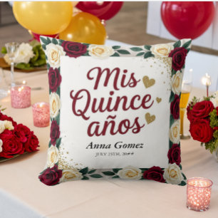 Quinceanera Red Rose Personalised Mis Quince Anos  Cushion