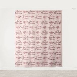 Quinceanera Rose Gold Backdrop Step and Repeat Tapestry