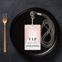 Quinceanera rose gold blush glitter dust name vip