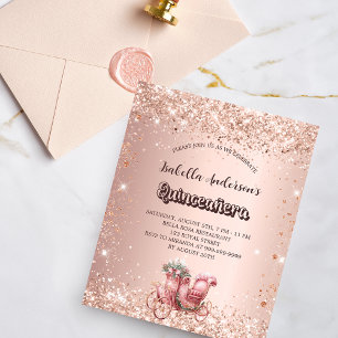 Quinceanera rose gold carriage invitation
