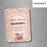 Quinceanera rose gold carriage luxury invitation magnet<br><div class="desc">A rose gold gradient background decorated with faux sparkles,  confetti and a romantic vintage carriage.  Personalise and add her name,   party details.</div>