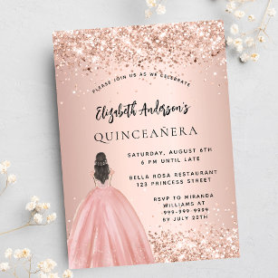 Quinceanera rose gold glitter dress luxury invitation