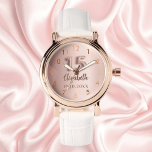 Quinceanera rose gold name watch<br><div class="desc">A Quinceañera gift. A rose gold gradient background colour. Add a name, date</div>