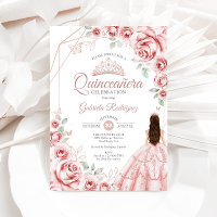 Quinceanera Rose Gold Pink Floral Dress