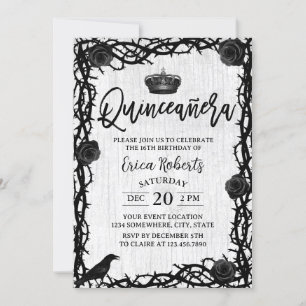 Quinceanera Rose Thorn Dark Fairy Tale Birthday Invitation