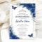 Quinceañera Royal Blue Floral Butterflies Birthday