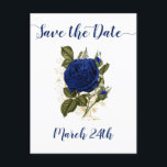 Quinceanera Royal Blue Floral Save the Date Announcement Postcard<br><div class="desc">Elegant Save the Date postcard with beautiful corsage of rich, royal blue rose and rose buds. This floral design has Save the Date and your important date in handlettered script on the front and your custom message on the back. This design can be edited to any occasion and is a...</div>