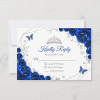 Quinceanera Royal Blue Silver Floral Reply