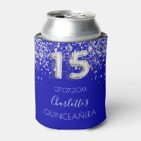 Quinceanera royal blue silver glitter dust name