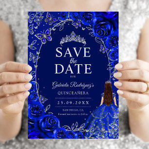 Quinceanera Royal Blue Silver Save The Date