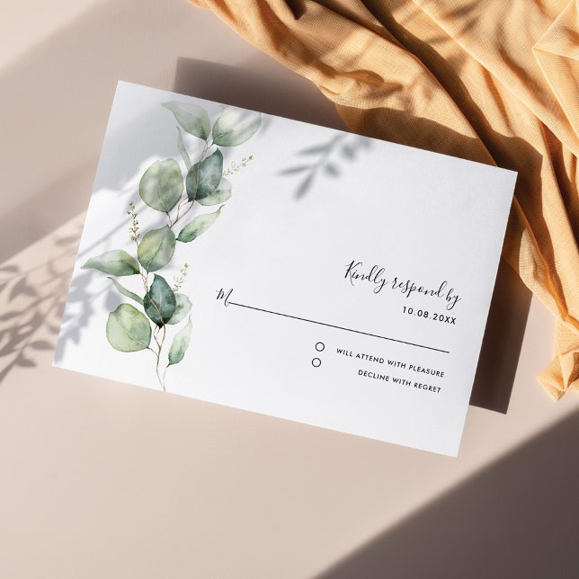 Quinceanera Rustic Eucalyptus 15th Birthday RSVP Card (Eucalyptus Greenery Quinceanera RSVP Card)