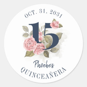 Quinceanera Rustic Floral 15th Birthday Classic Round Sticker