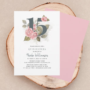 Quinceanera Rustic Floral 15th Birthday Invitation
