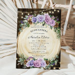 Quinceañera Rustic Purple Floral Enchanted Forest Invitation<br><div class="desc">Personalise this whimsical enchanted forest quinceañera invitation with own wording easily and quickly,  simply press the customise it button to further re-arrange and format the style and placement of the text.  Matching items available in store!  (c) The Happy Cat Studio</div>