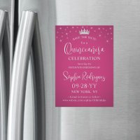 Quinceañera Save the Date Elegant Fuschia Pink