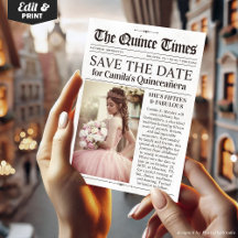Quinceañera Save the Date, Miss Quince Newspaper