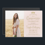 Quinceañera Save the Date Photo Blush Pink & Gold Magnetic Invitation<br><div class="desc">Share the joyful news of an upcoming Quinceañera celebration with chic modern photo save the date magnetic invitations. The picture and all wording on this template are simple to personalise, and the magnetic backing makes them easy for family and friends to display. The colours and font styles can be easily...</div>