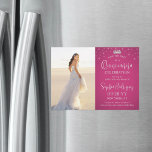 Quinceañera Save the Date Photo Fuschia Pink Magnetic Invitation<br><div class="desc">Share the joyful news of an upcoming Quinceañera celebration with chic modern photo save the date magnetic invitations. The picture and all wording on this template are simple to personalise, and the magnetic backing makes them easy for family and friends to display. The colours and font styles can be easily...</div>