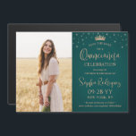 Quinceañera Save the Date Photo Rose Gold & Green Magnetic Invitation<br><div class="desc">Share the joyful news of an upcoming Quinceañera celebration with chic modern photo save the date magnetic invitations. The picture and all wording on this template are simple to personalise, and the magnetic backing makes them easy for family and friends to display. The colours and font styles can be easily...</div>