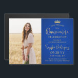 Quinceañera Save the Date Photo Royal Blue & Gold Magnetic Invitation<br><div class="desc">Share the joyful news of an upcoming Quinceañera celebration with chic modern photo save the date magnetic invitations. The picture and all wording on this template are simple to personalise, and the magnetic backing makes them easy for family and friends to display. The colours and font styles can be easily...</div>