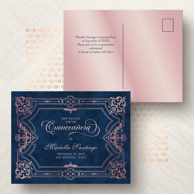 Quinceanera Save the Date Pink Postcard (Creator Uploaded)