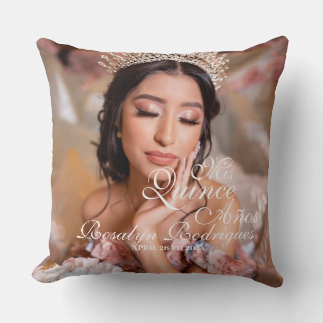  Quinceanera  script photo  15th Birthday Cushion (Front)