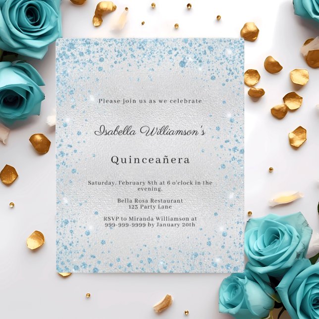 Quinceanera silver blue winter party invitation (Creator Uploaded)