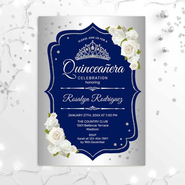 Quinceanera - Silver Navy Invitation (Creator Uploaded)