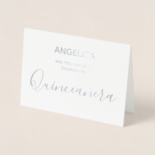 Quinceañera Silver Personalised Invitation