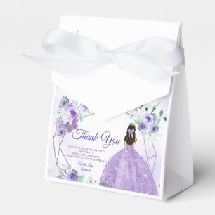 Quinceañera Silver & Purple Flowers Party Favour Box
