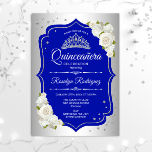 Quinceanera - Silver Royal Blue Invitation