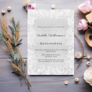 Quinceanera silver snowflakes elegant party invitation