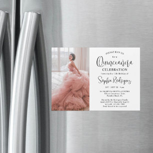 Quinceañera Simple Modern Photo 15th Birthday Magnetic Invitation