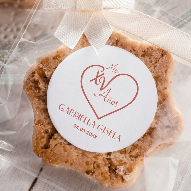 Quinceañera Spanish Modern Heart Fancy Calligraphy Rubber Stamp (Creator Uploaded)