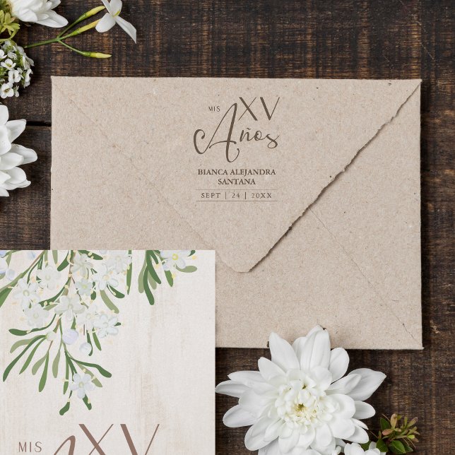 Quinceañera Spanish Rustic Fancy Typography Rubber Stamp (Creator Uploaded)